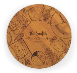 Personalized Bamboo Circle Cutting Board - Laser Engraved