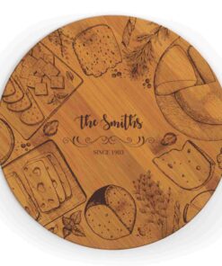 Personalized Bamboo Circle Cutting Board - Laser Engraved