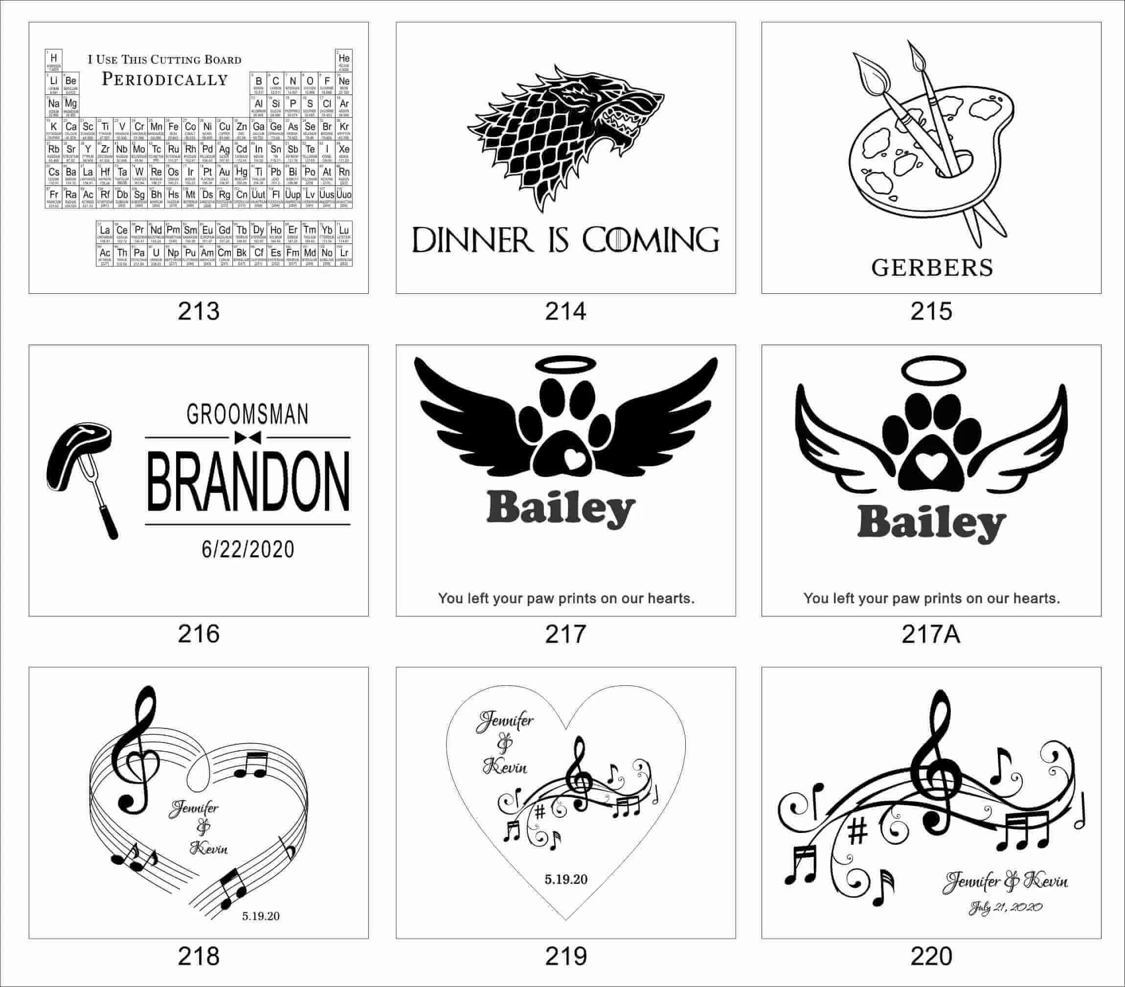 Personalized Cutting Board - Laser Engraved 213-220 - Image 2