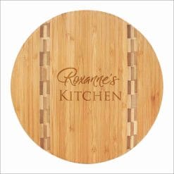 Alternative view of Personalized Bamboo Round Cutting Board - with butcher block inlay