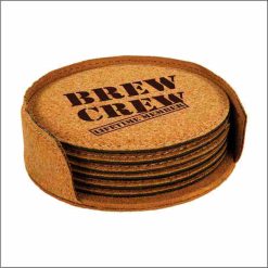 Alternative view of Lasered Cork Round Coasters - Set of 6