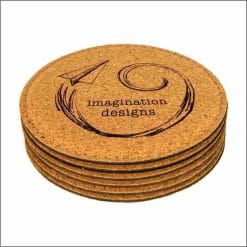 Lasered Cork Round Coasters - Set of 6