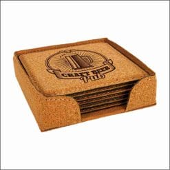 Alternative view of Lasered Cork Square Coasters - Set of 6