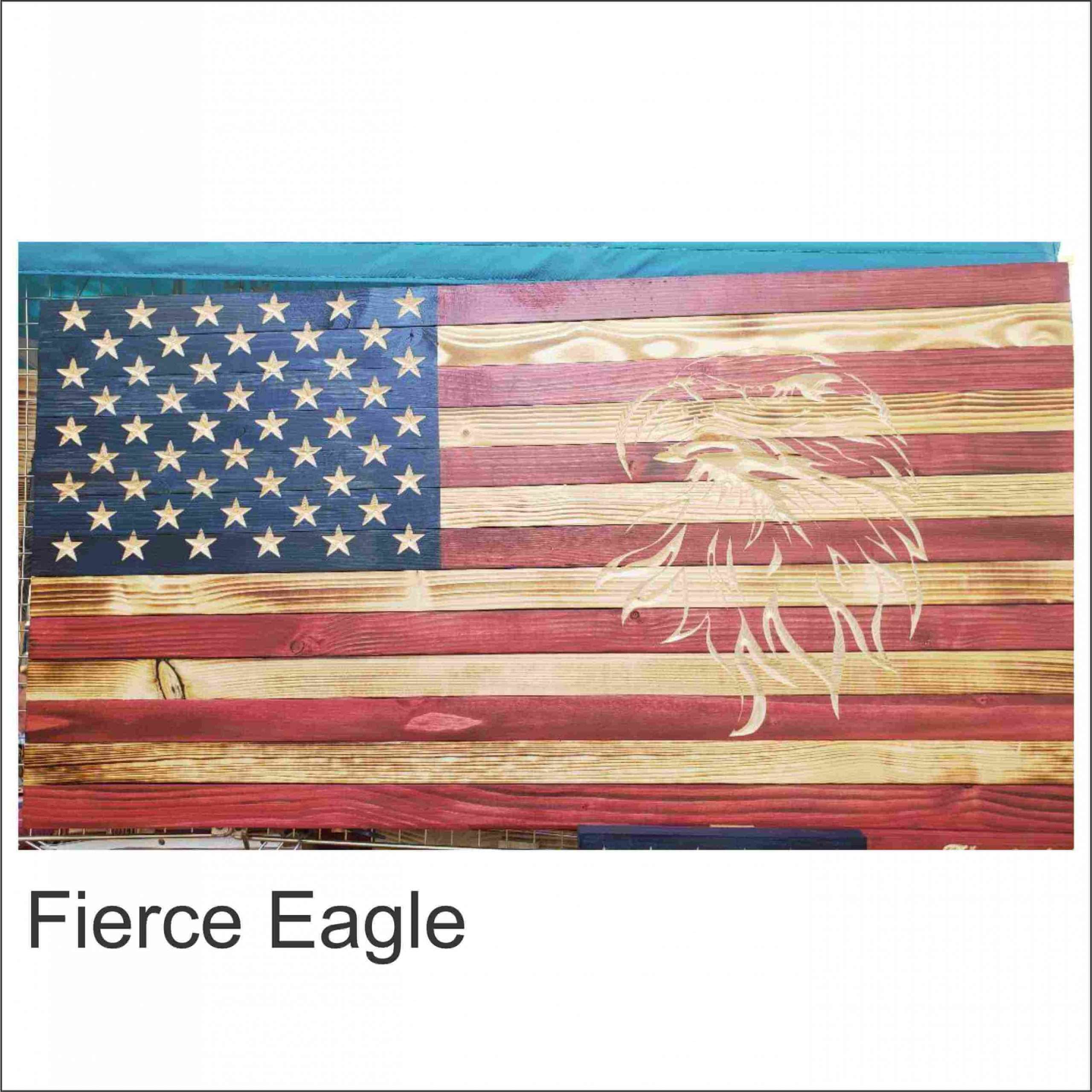 Rustic American Flag - Classic 50 Stars with CARVED EAGLE (2 versions, 3 sizes) - Image 2