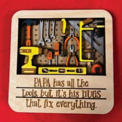 Layered Wall Decor - Papa Work Shop - Hugs Fix Everything